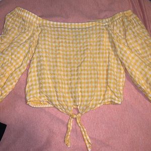 Yellow off the shoulder shirt